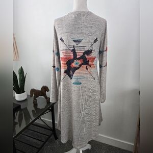 Cruel Denim Size Medium Southwestern Design Long Cardigan Duster. Long-sleeve